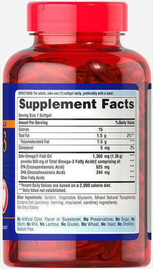 One Per Day Omega-3 Fish Oil 1360 mg (950 mg Active Omega-3)